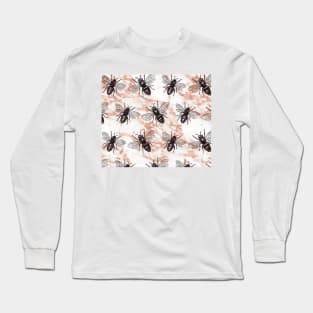 Bees on rose gold marble Long Sleeve T-Shirt